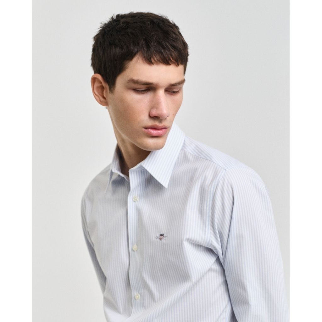 GANT Marškiniai ilgomis rankovėmis vyrams, Mėlyna, Slim stretch poplin striped 4