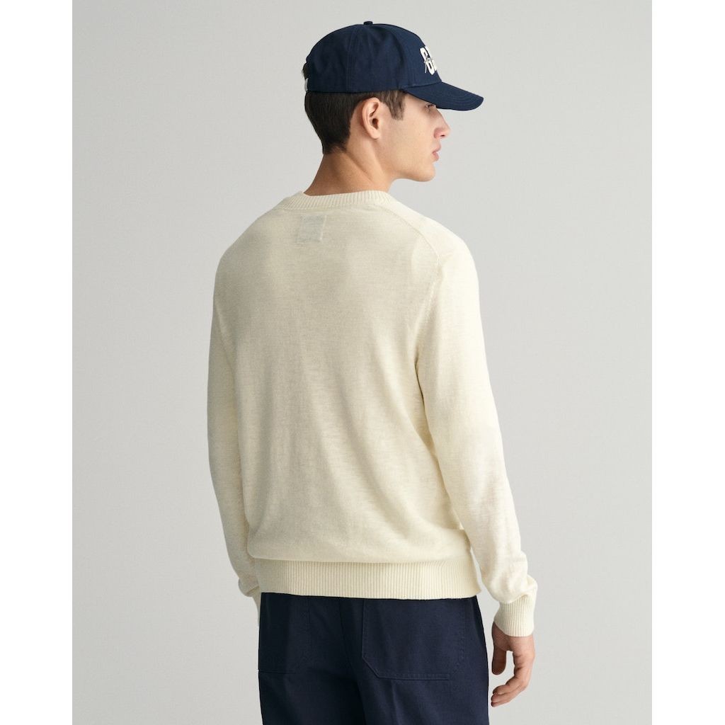 GANT Megztinis vyrams, Geltona, COTTON LINEN C-NECK 3