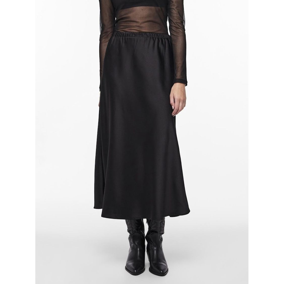 PIECES Midi sijonas moterims, Juoda, PCNORELLA HW ANKLE 3