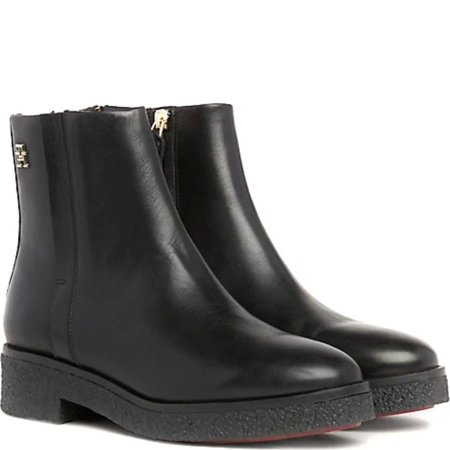 TOMMY HILFIGER Aulinukai moterims, Juoda, Crepe look ankle boot 1
