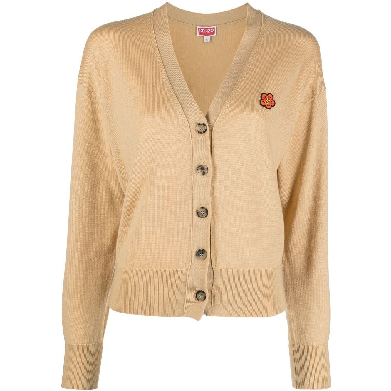 KENZO Kardiganas moterims, Smėlio, Crest logo cardigan