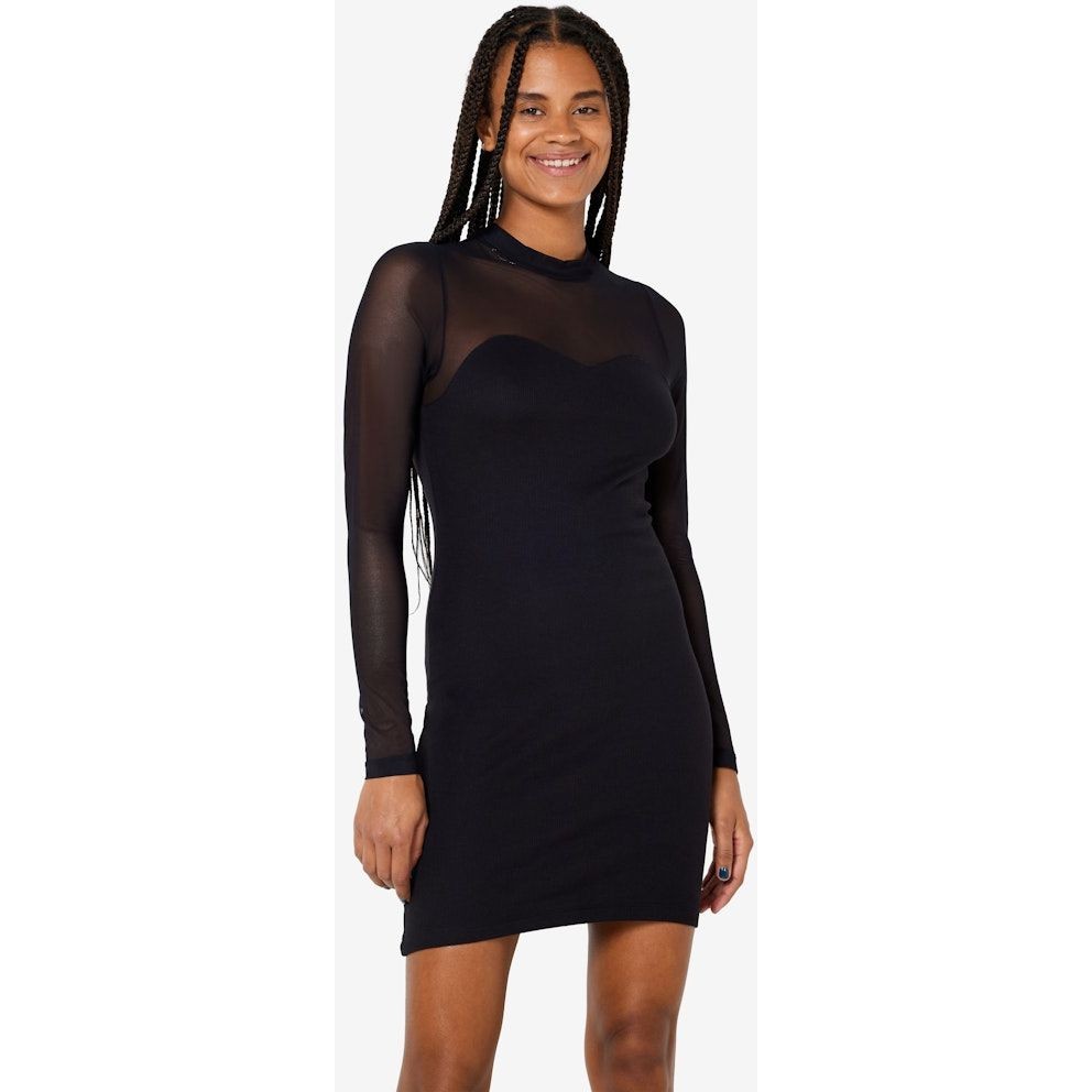 NOISY MAY Mini suknelė moterims, Juoda, NMSTINE L/S MIX DRES 2