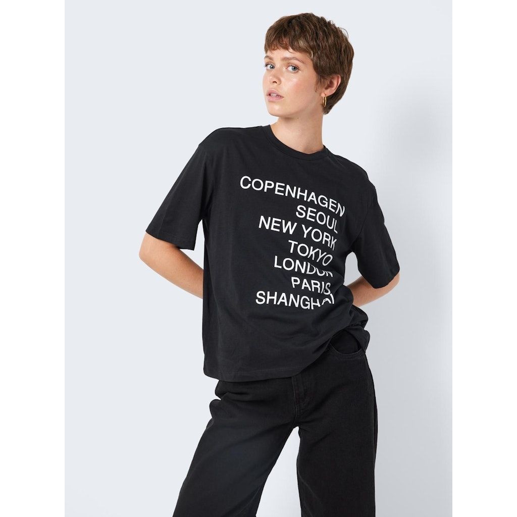 NOISY MAY Marškinėliai moterims, Juoda, NMMILLIE COLLEGE S/S 2