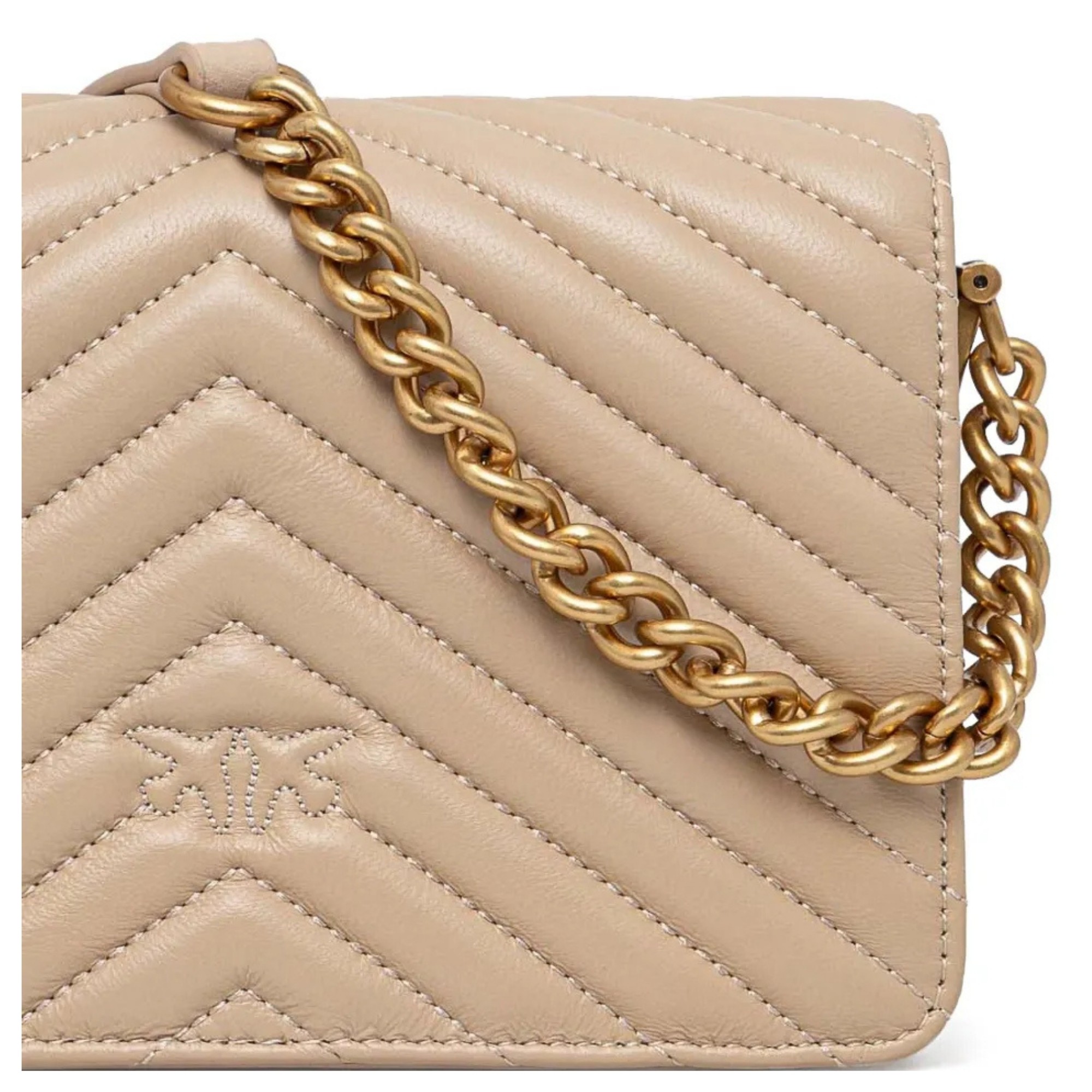 PINKO Rankinė per petį moterims, Smėlio, Love click mini shoulder bag 3