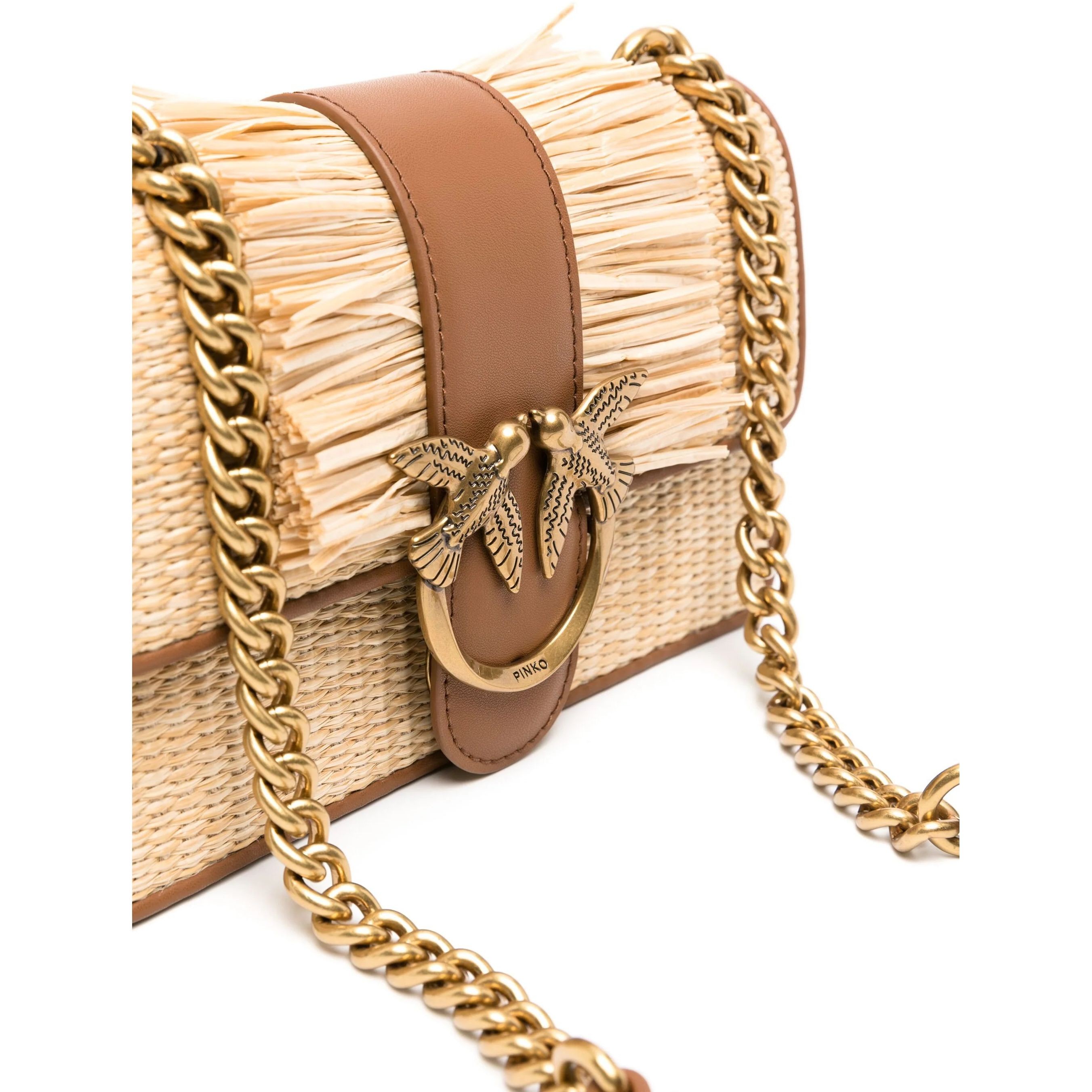 PINKO Rankinė per petį moterims, Marga, Mini raffia shoulder bag 3