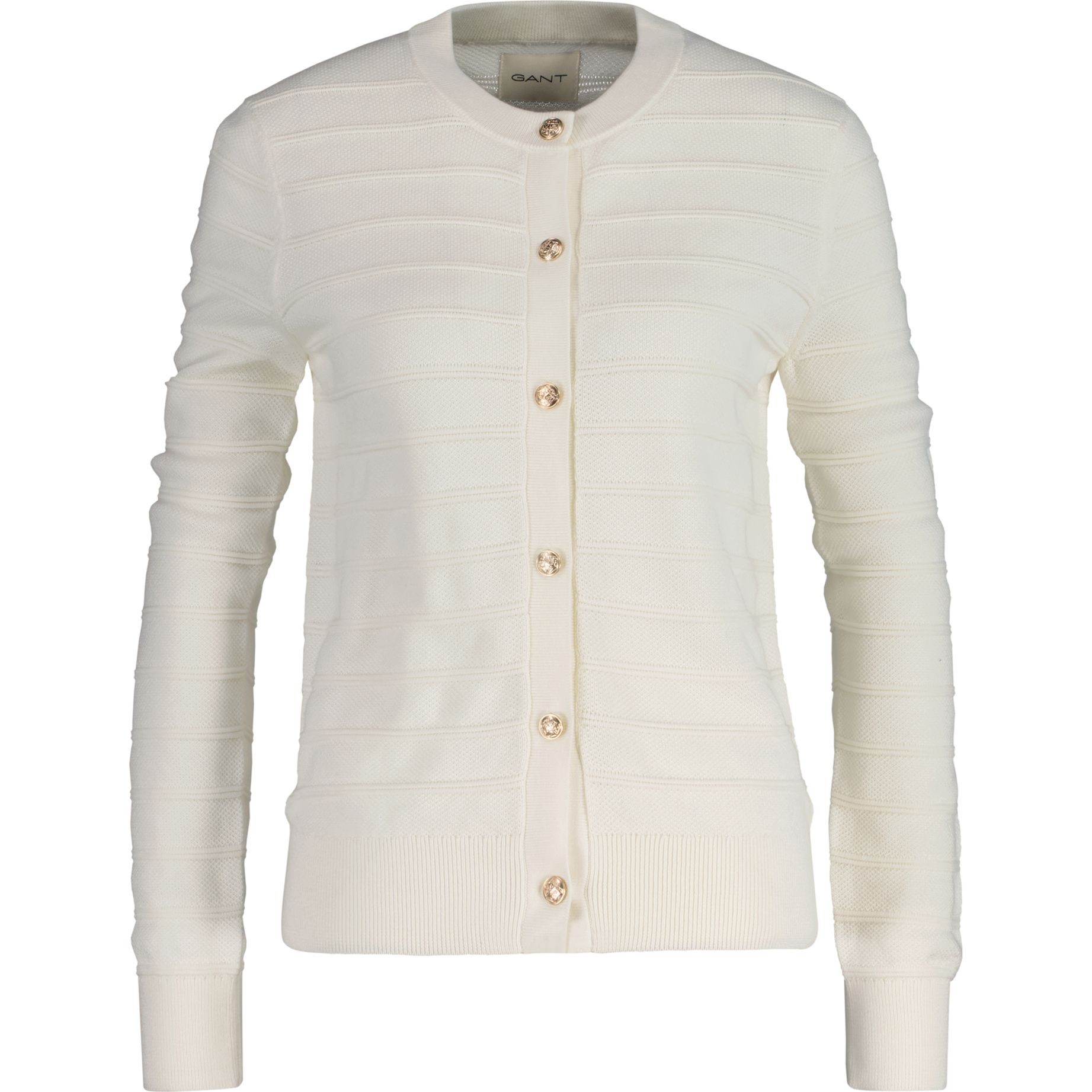 GANT Kardiganas moterims, Balta, Textured cotton cardigan