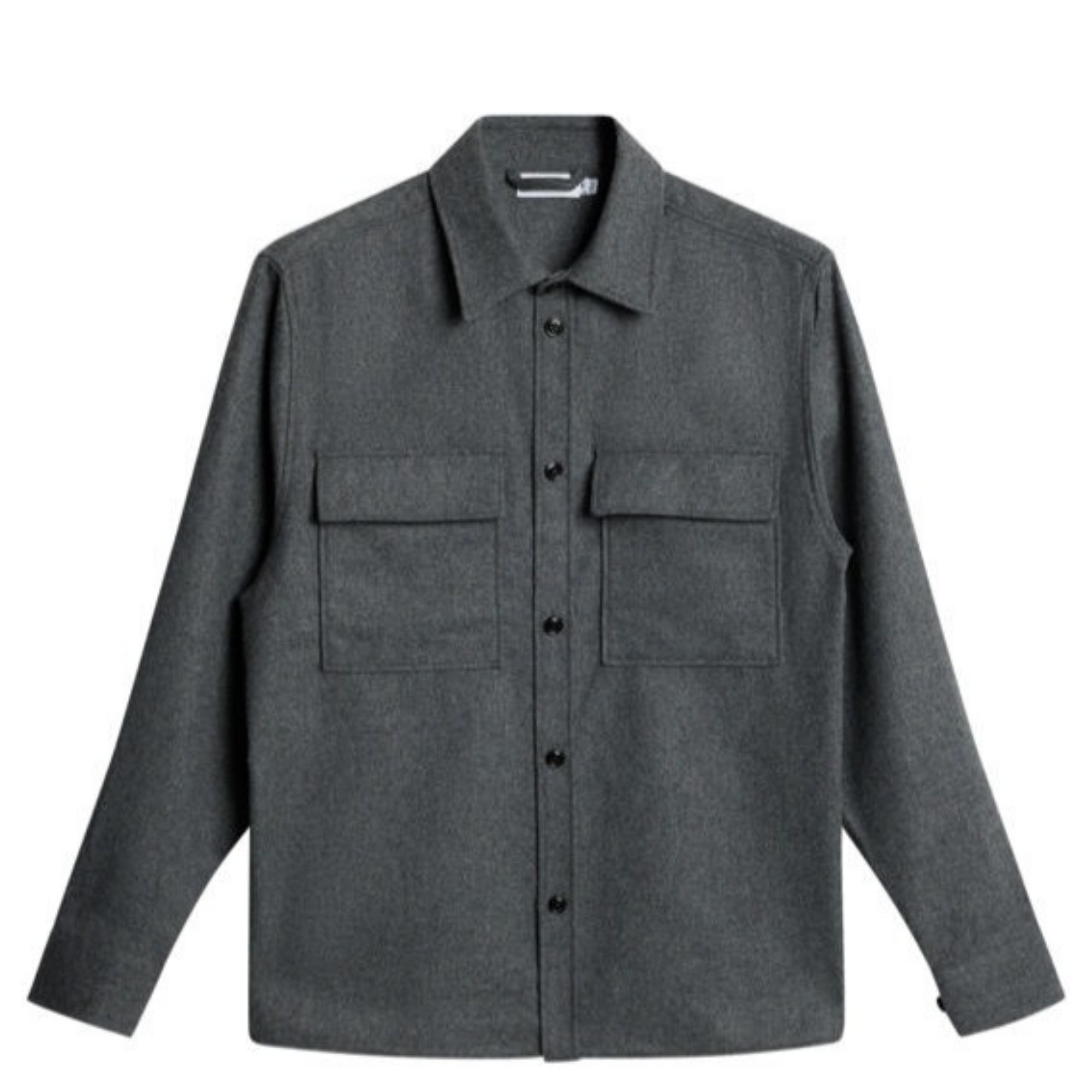 J.LINDEBERG Marškiniai ilgomis rankovėmis vyrams, Pilka, Flat wool overshirt