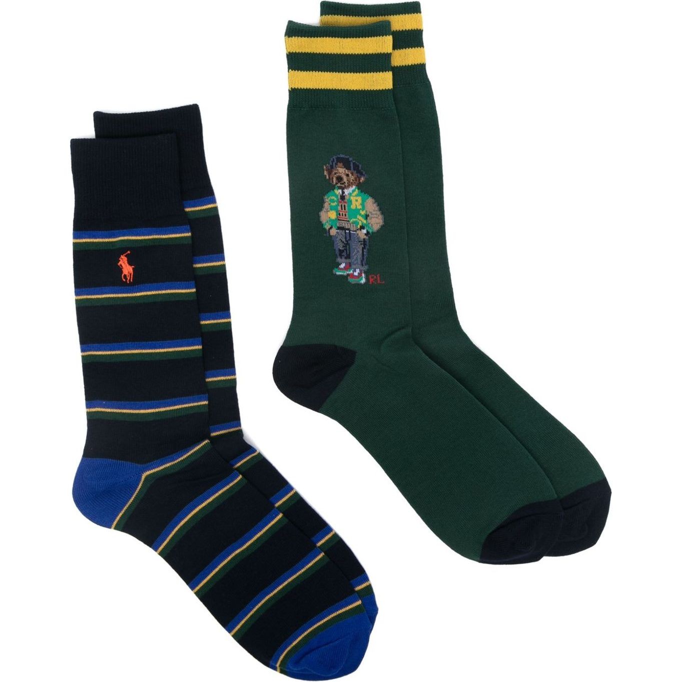 POLO RALPH LAUREN Kojinės vyrams, Žalia, Hrtg cn bear crew sock 2 pack 1