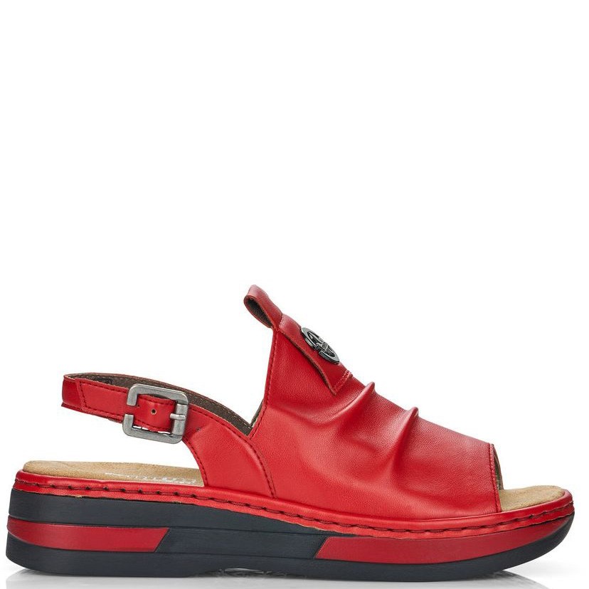 RIEKER Basutės moterims, Raudona, SANDALS 2
