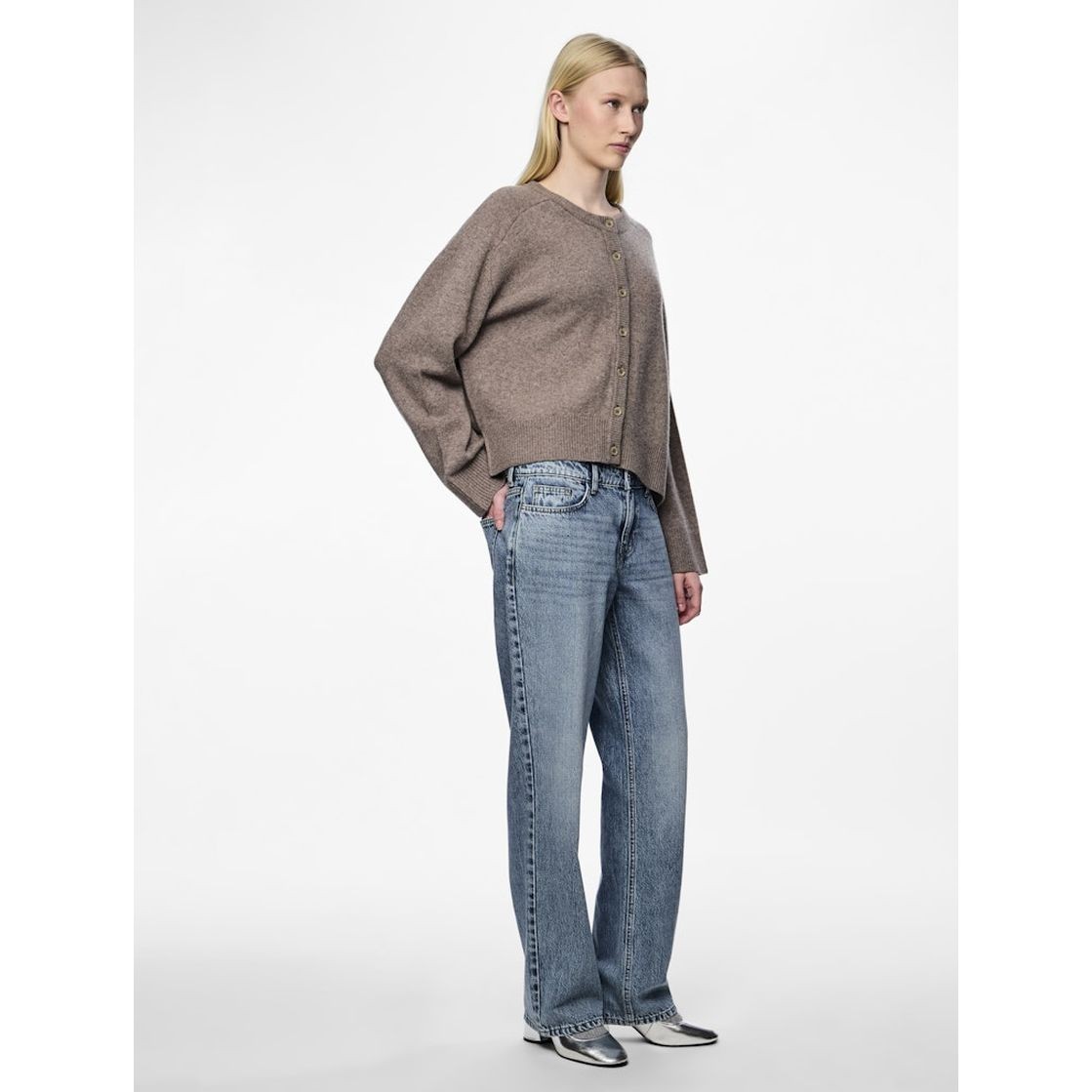 PIECES Kardiganas moterims, Gray, Nalia oneck wool knit cardigan 7