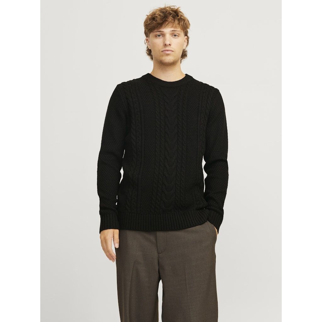 JACK & JONES Megztinis vyrams, Juoda, Craig knit crew neck 2