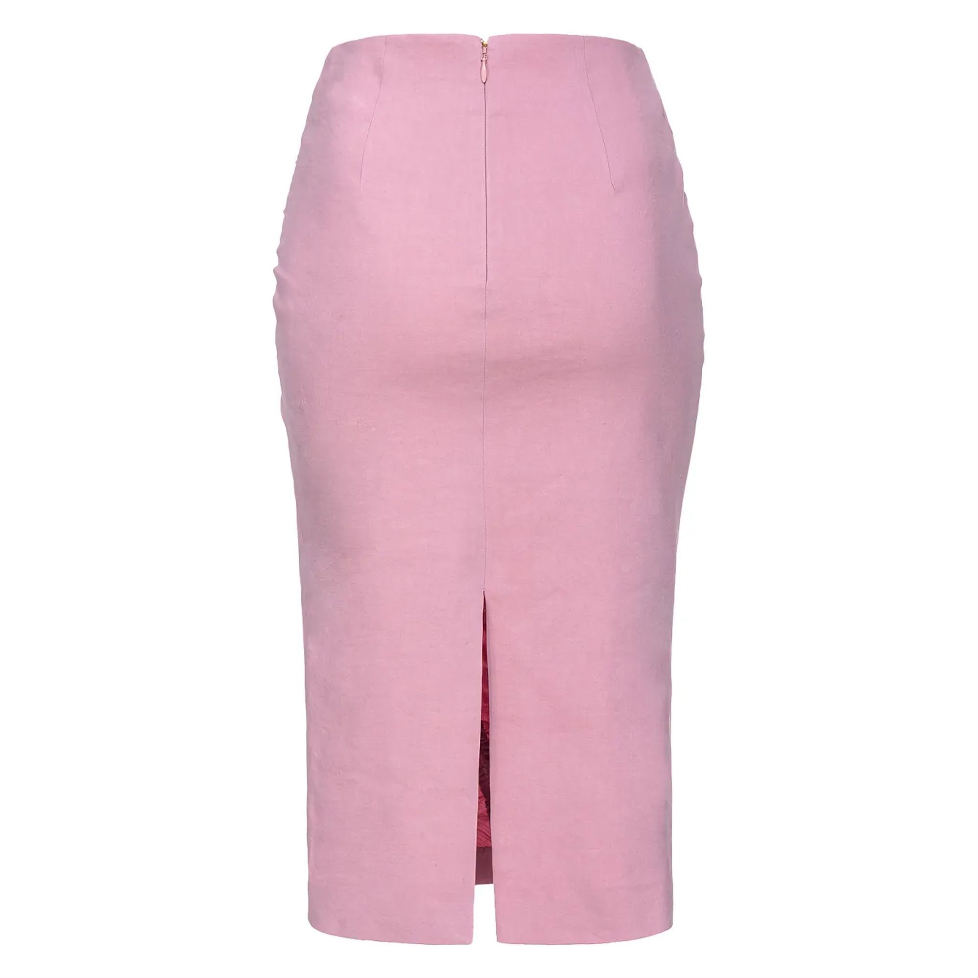 PINKO Midi sijonas moterims, Rožinė, Asymmetric ruched midi skirt 2