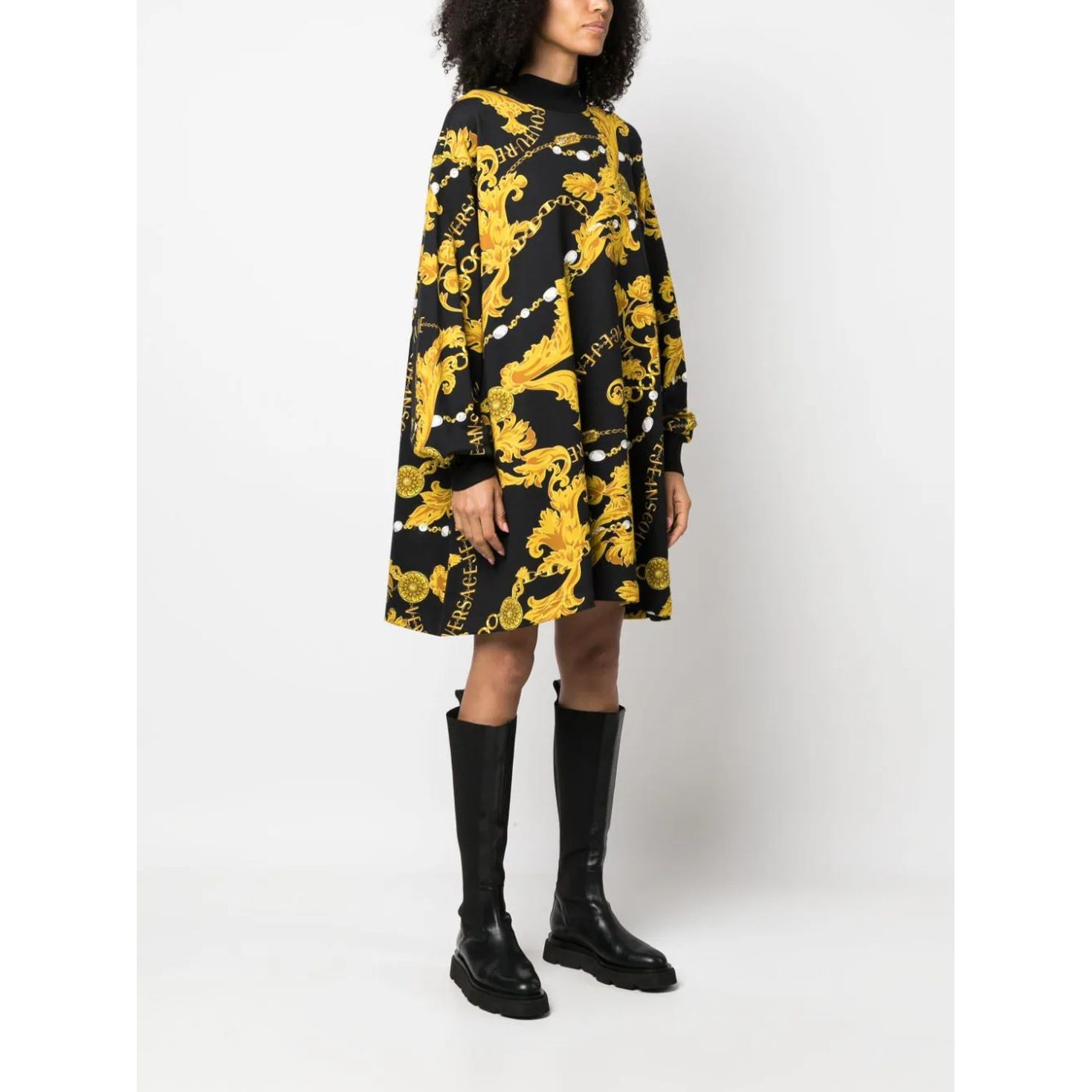 VERSACE JEANS CUTURE Mini suknelė moterims, Juoda, Light soft dress 3