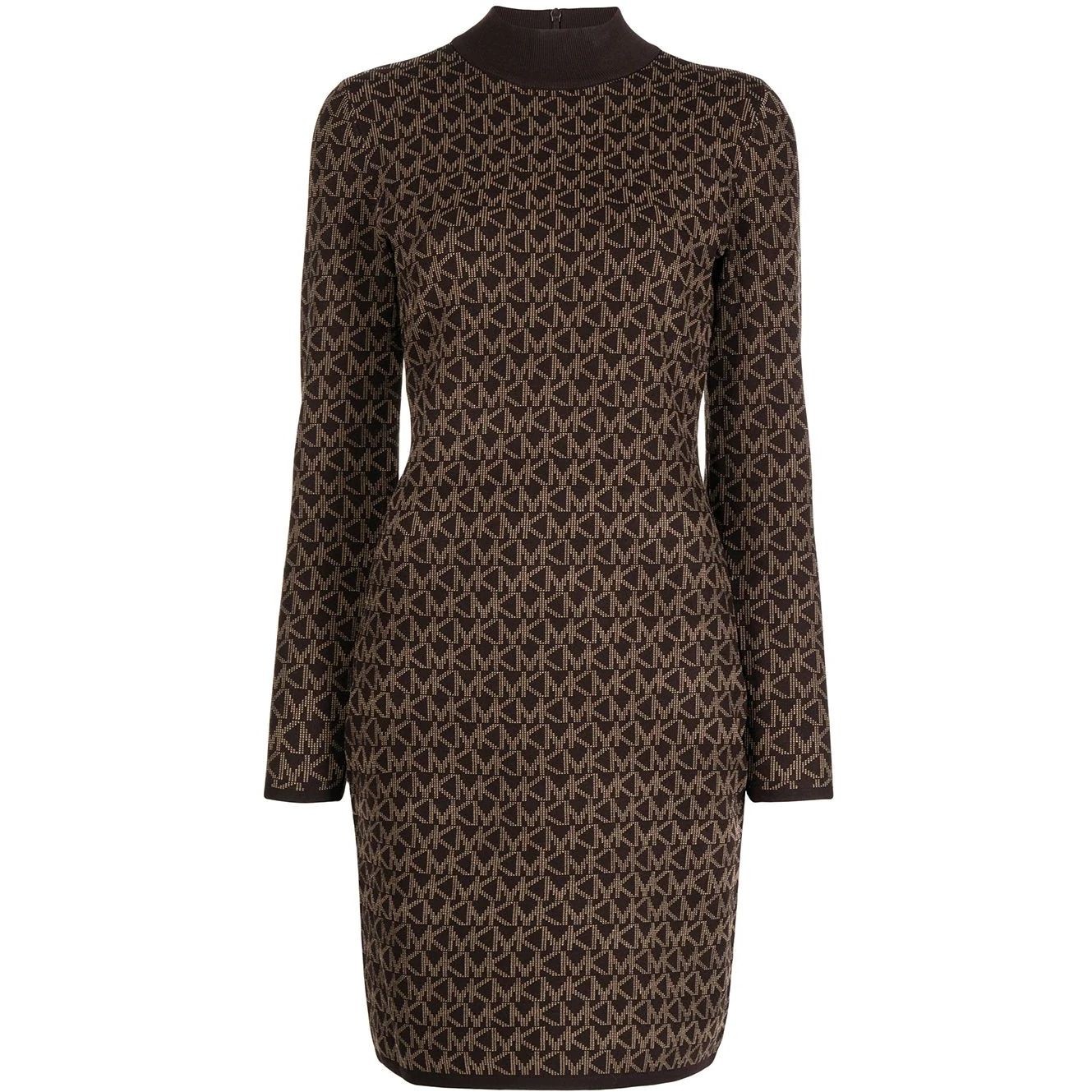 MICHAEL KORS Megzta suknelė moterims, Ruda, Eco mga mk mock neck dress 1