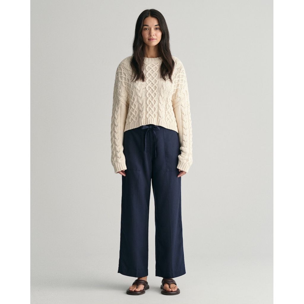GANT Kelnės moterims, Mėlyna, REL TIE WAIST PANTS 2
