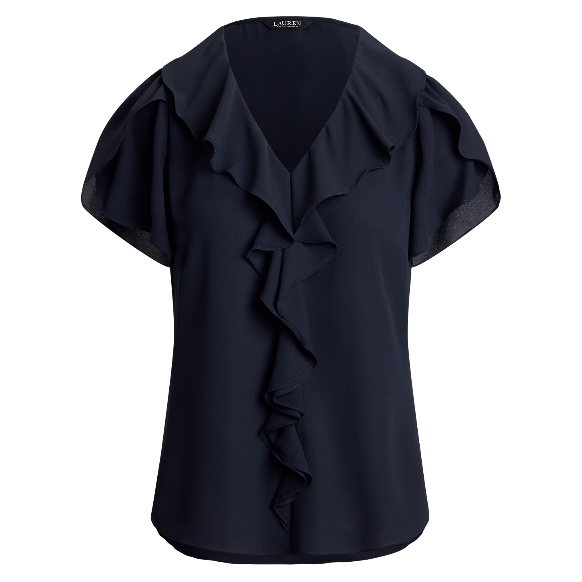 LAUREN RALPH LAUREN Palaidinės moterims, Mėlyna, Badayn short sleeve blouse 1