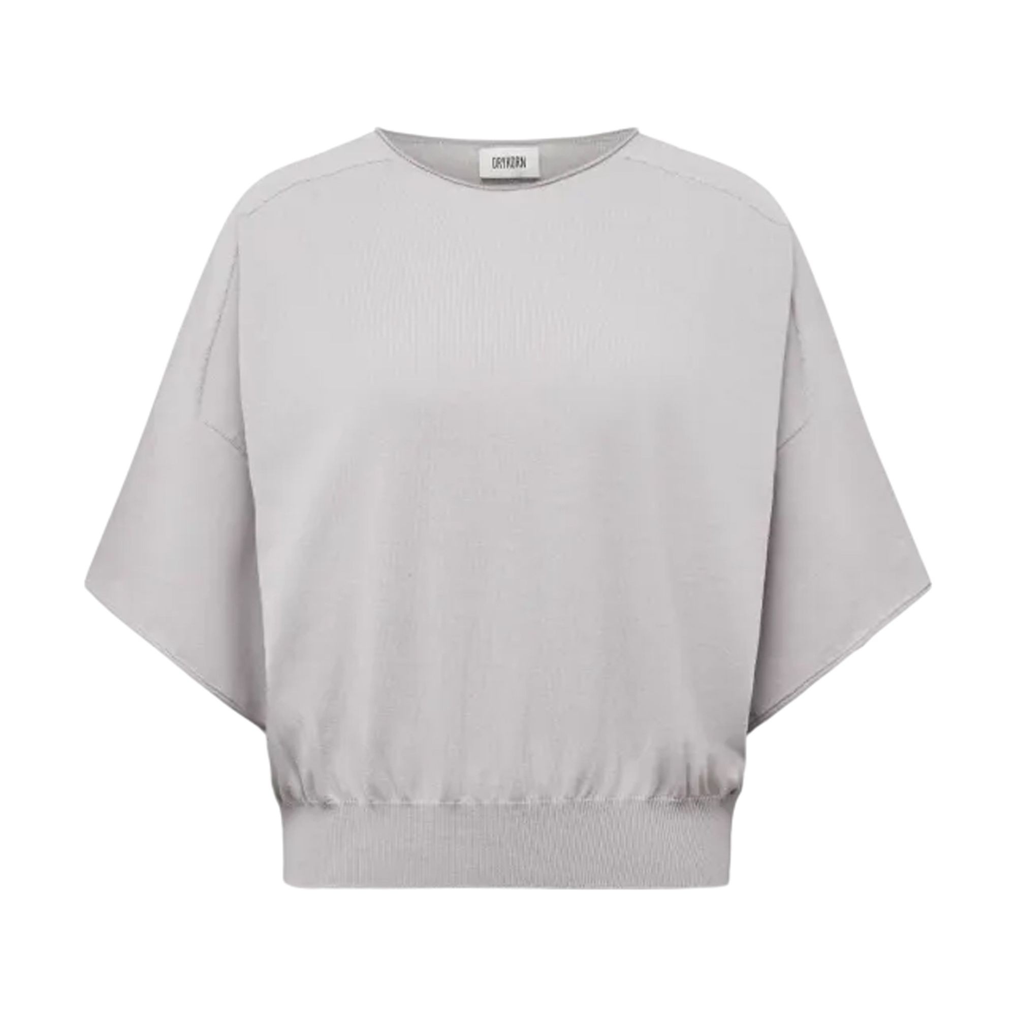 DRYKORN Marškinėliai trump. rankovėmis moterims, Pilka, Knitted cotton t-shirt