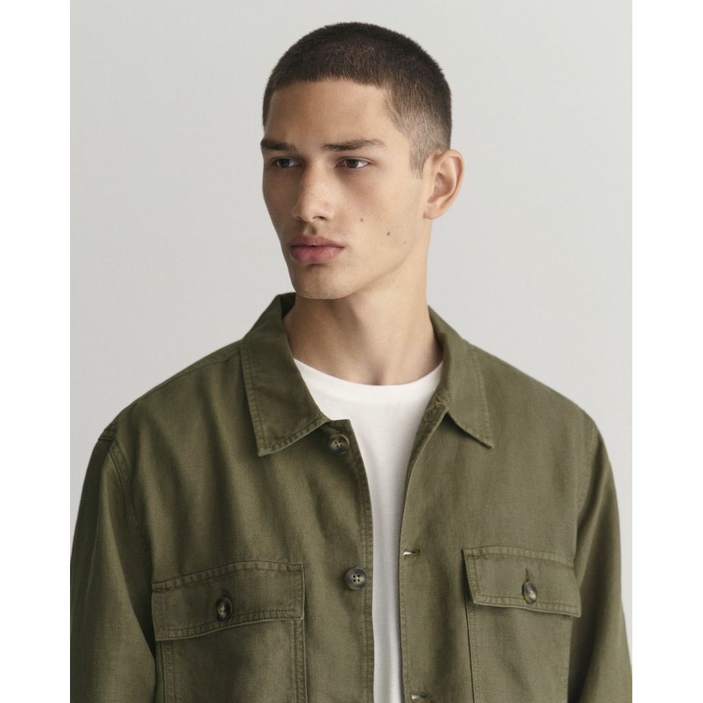 GANT Marškiniai vyrams, Žalia, TWILL OVERSHIRT 4