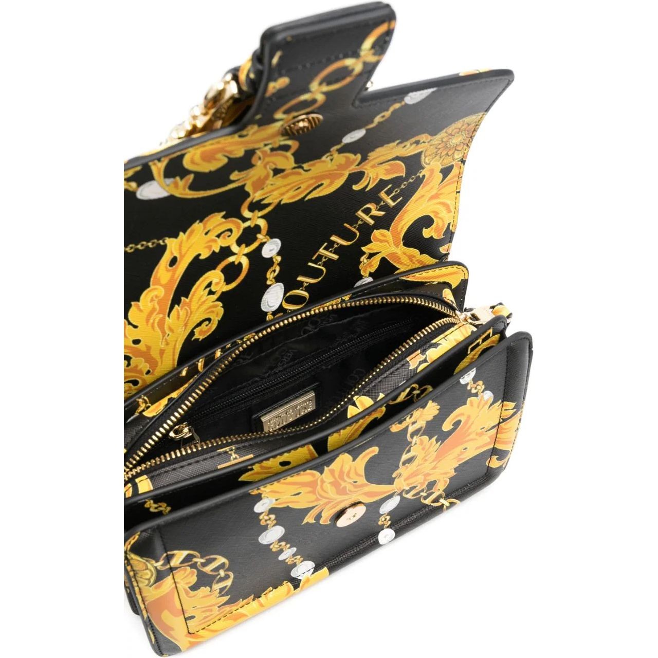 VERSACE JEANS CUTURE Rankinė, krepšys moterims, BLACK/GOLD, Couture  a spalla bag 4
