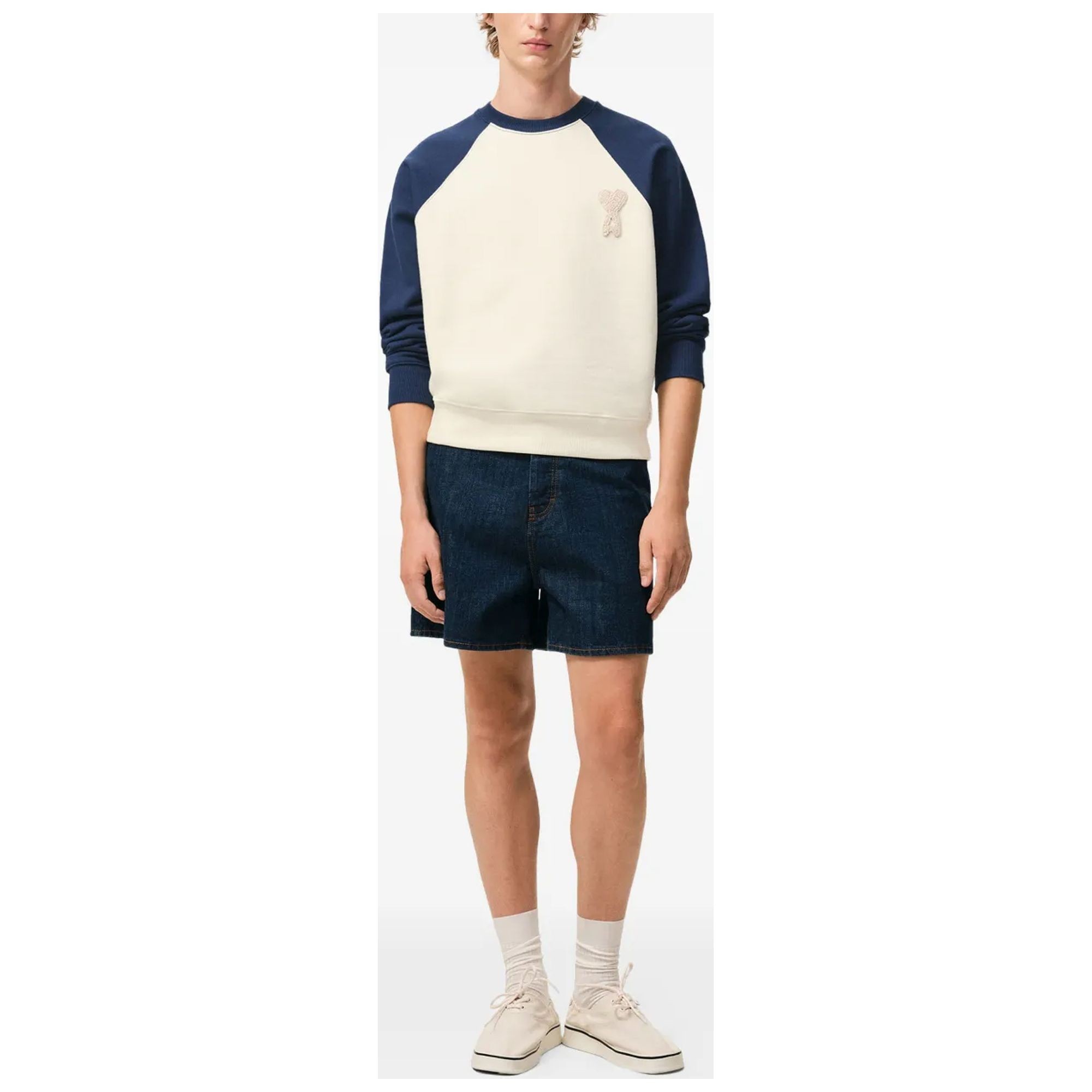 AMI PARIS Sportinis nertinis, Balta, Boxy fit crewneck 2