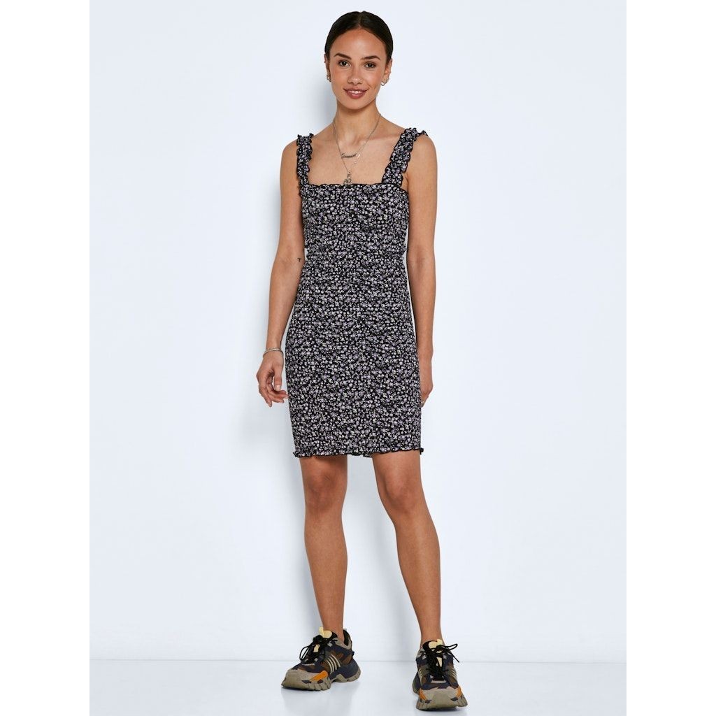 NOISY MAY Mini suknelė moterims, Pilka, NMLEA SMOCK STRAP SHO 3