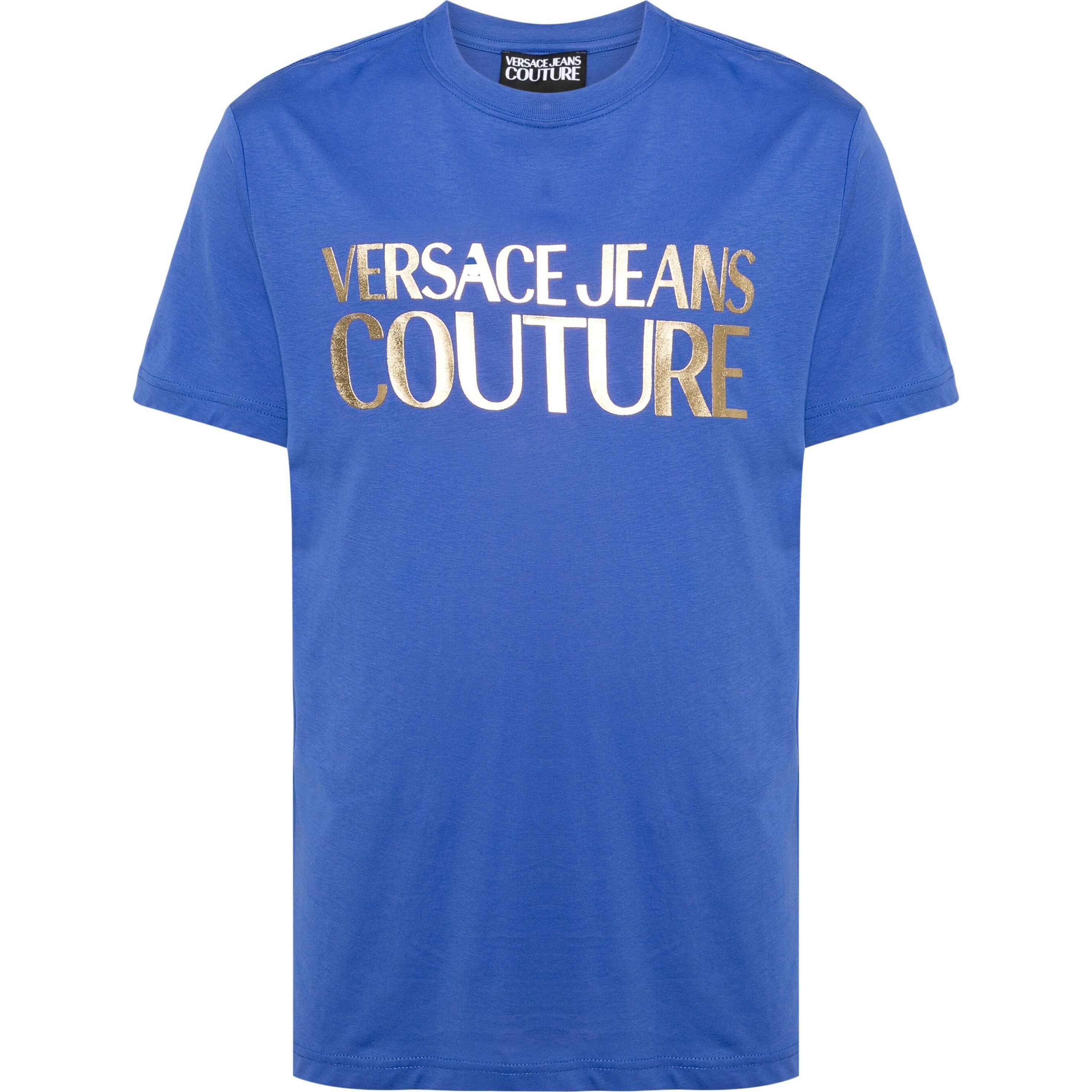 VERSACE JEANS CUTURE Marškinėliai trump. rankovėmis vyrams, Mėlyna, Logo-print cotton t-shirt