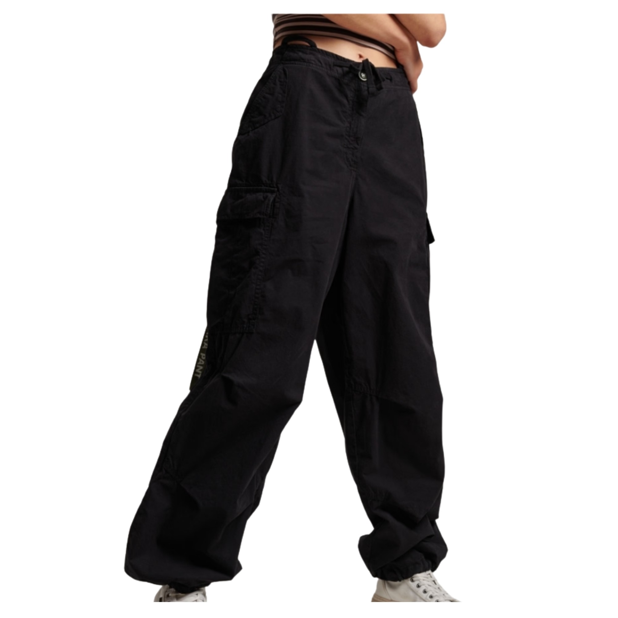 SUPERDRY Kelnės moterims, juoda, VINTAGE BAGGY PARACH