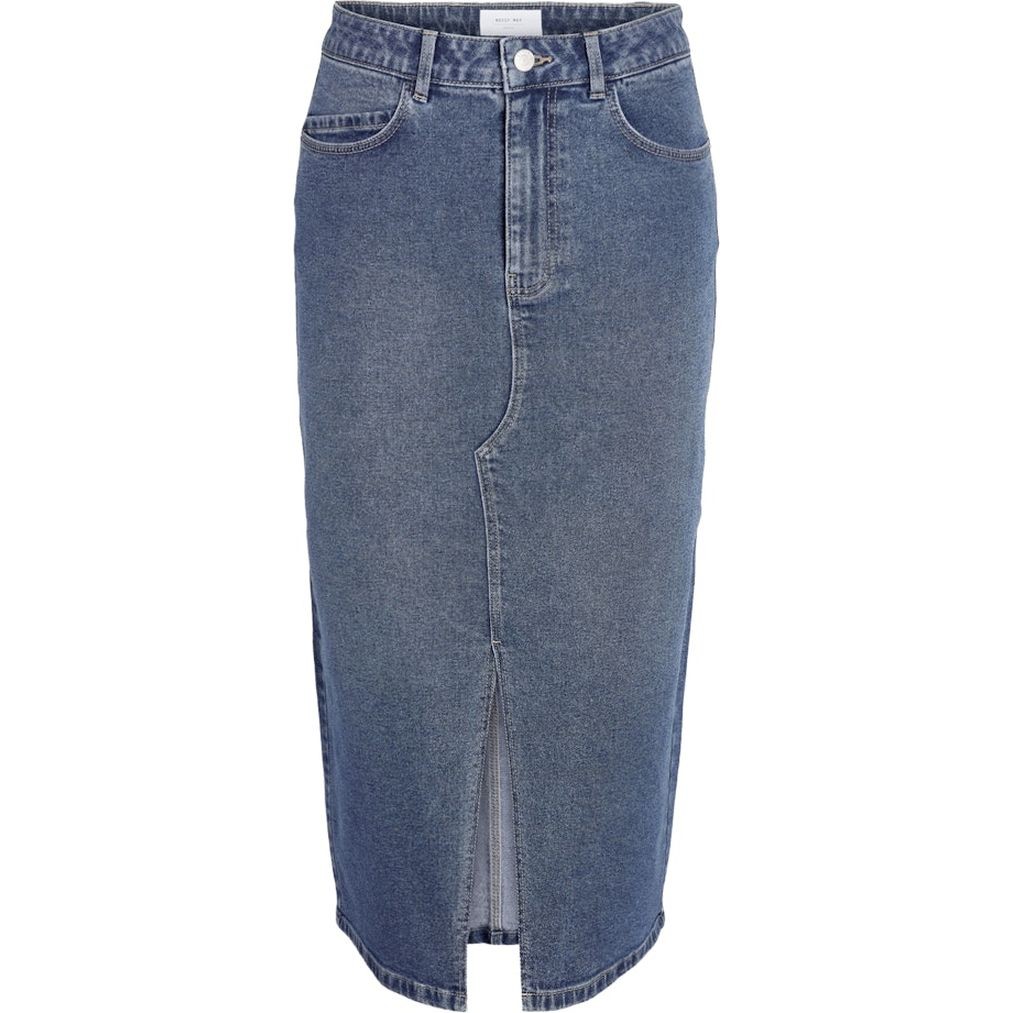 NOISY MAY Midi sijonas moterims, Mėlyna, NMKATH NW SLIT MIDI 1