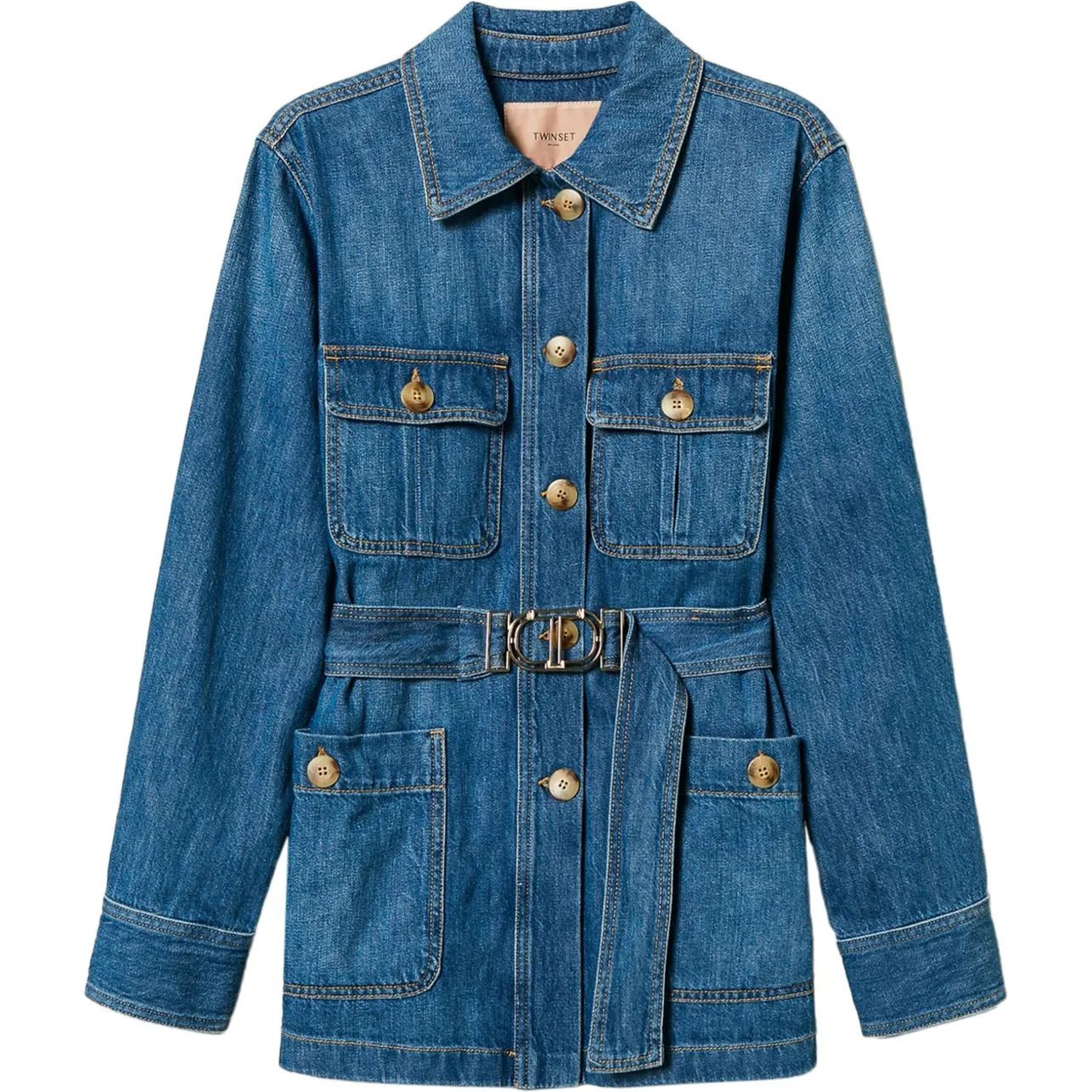 TWINSET Džinsinis švarkas moterims, Mėlyna, Safari denim jacket