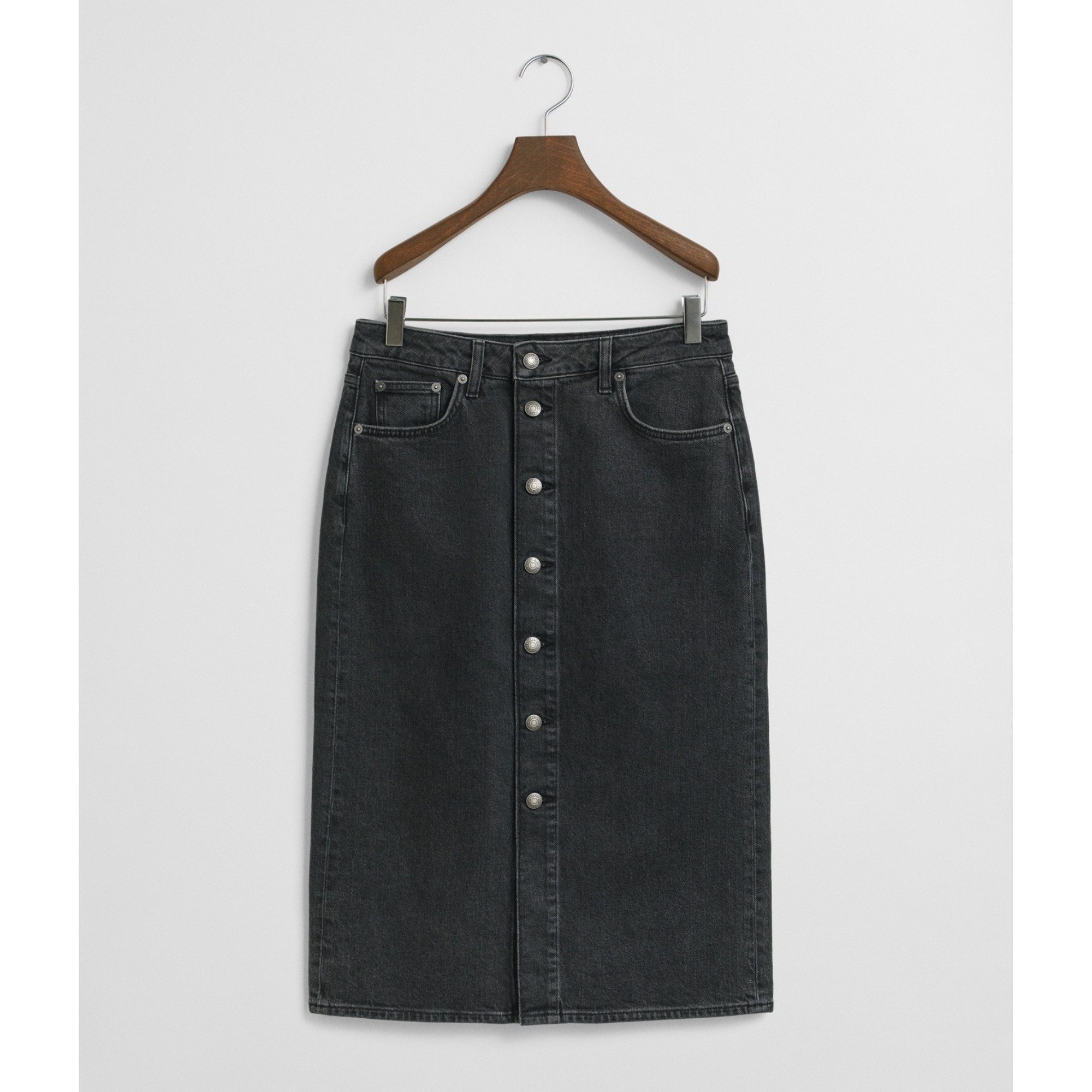 GANT Midi sijonas moterims, Juoda, midi button front denim