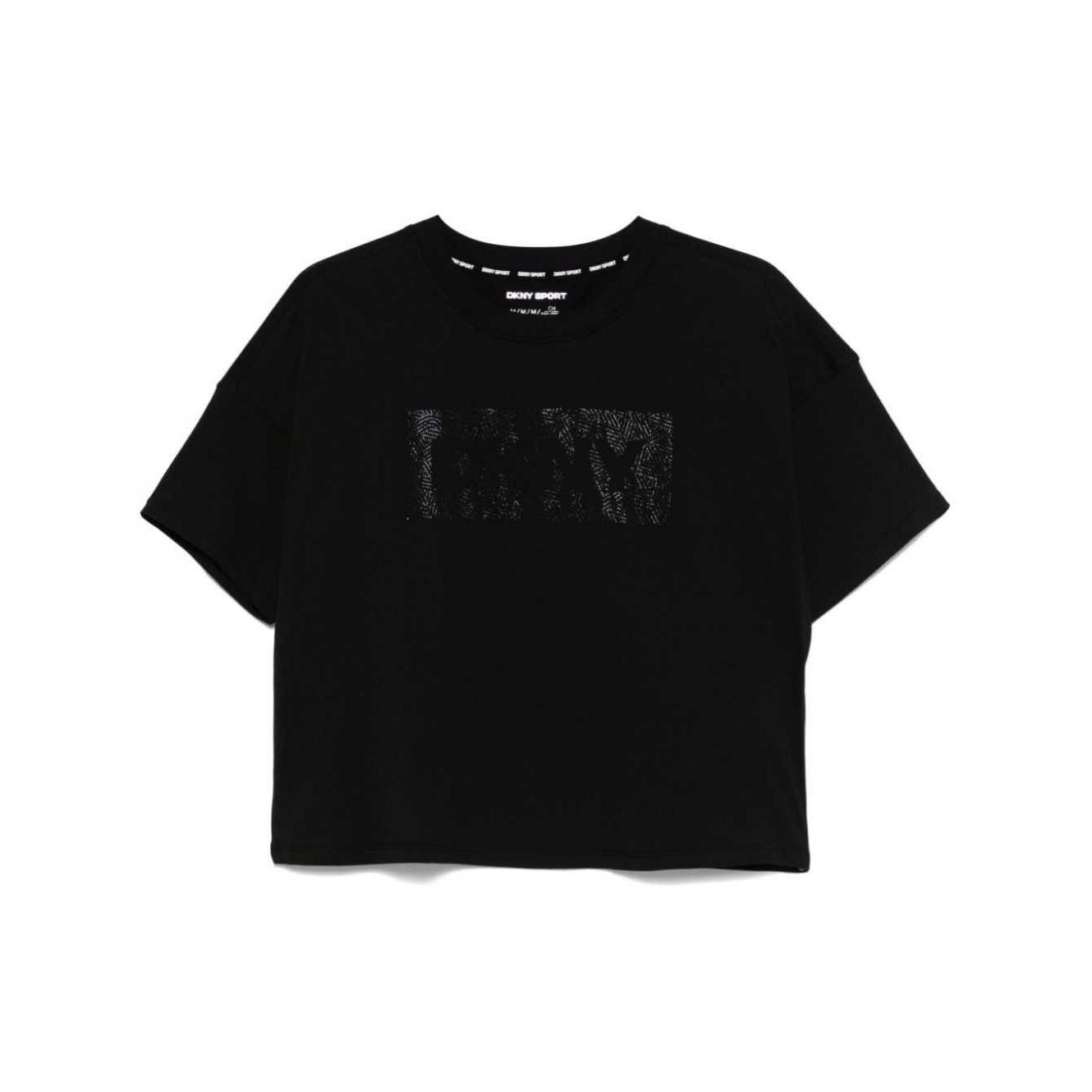 DKNY Marškinėliai trump. rankovėmis moterims, Juoda, Rhstn lg crp ss tee 1