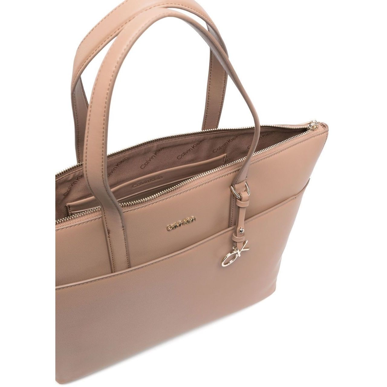 CALVIN KLEIN Pirkinių krepšys moterims, Smėlio, MUST SHOPPER LG W/SLIP PKT 3