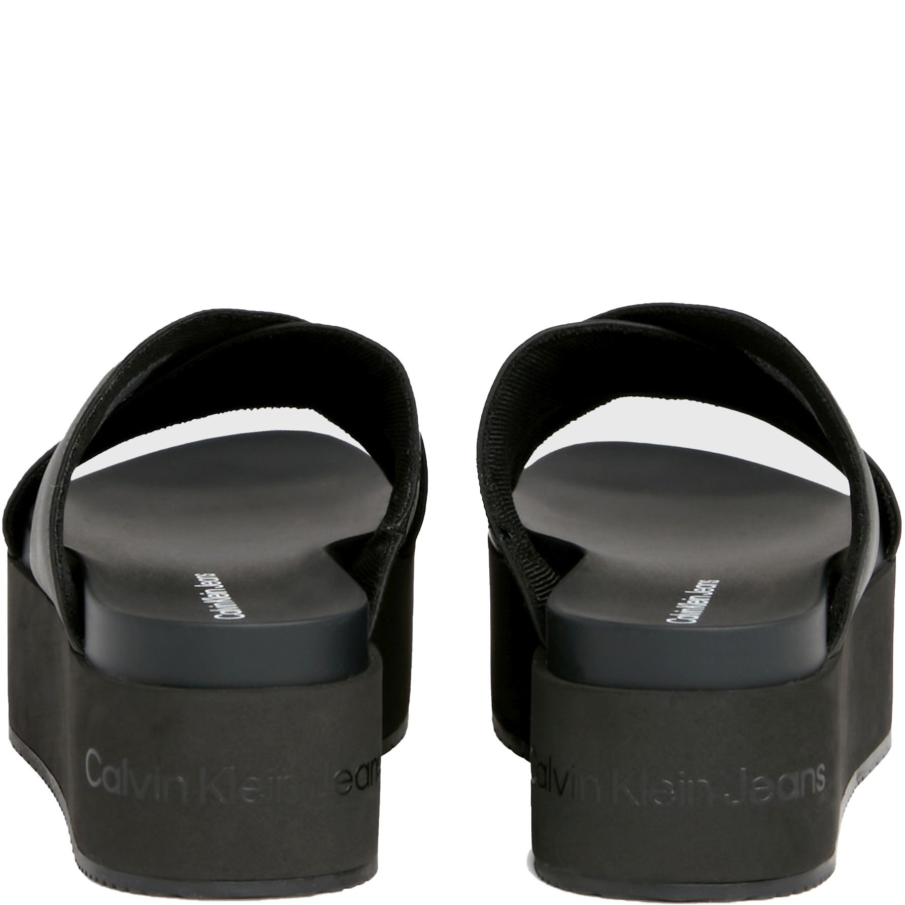 CALVIN KLEIN JEANS Šlepetės moterims, Juoda, Flatform cross slippers 3