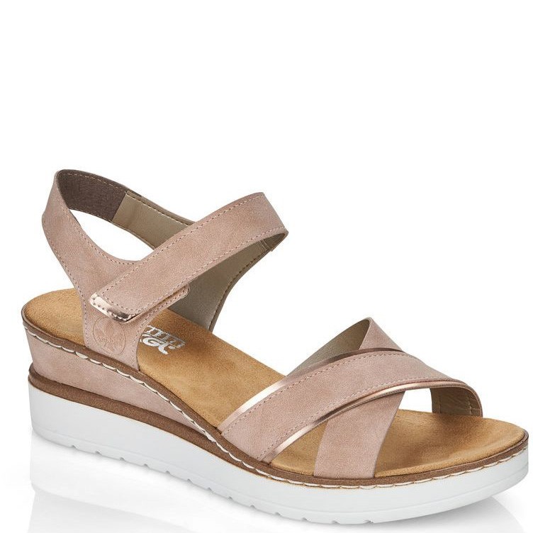 RIEKER Basutės moterims, Smėlio, SANDALS 1