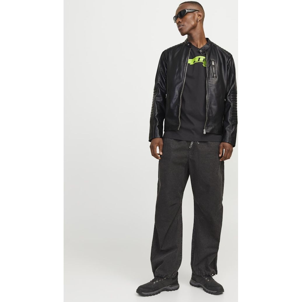 JACK & JONES Striukė vyrams, Juoda, JCOLIAM LEATHER JACKET 8