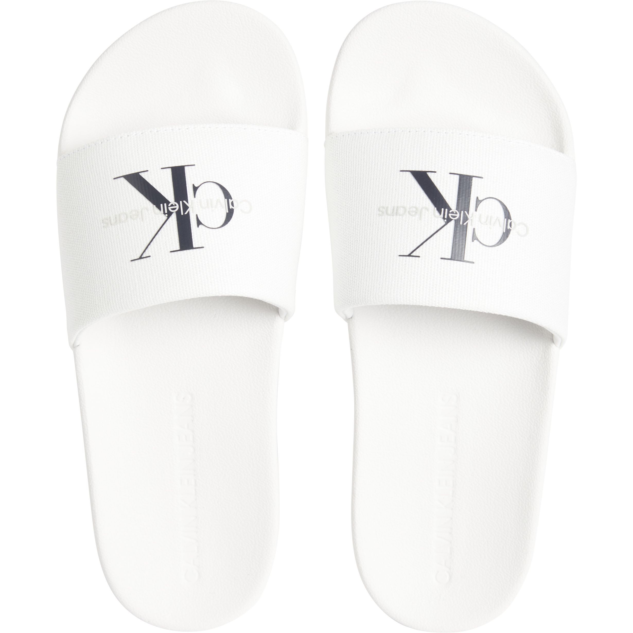 CALVIN KLEIN JEANS Guminės šlepetės moterims, Balta, Slide monogram 3