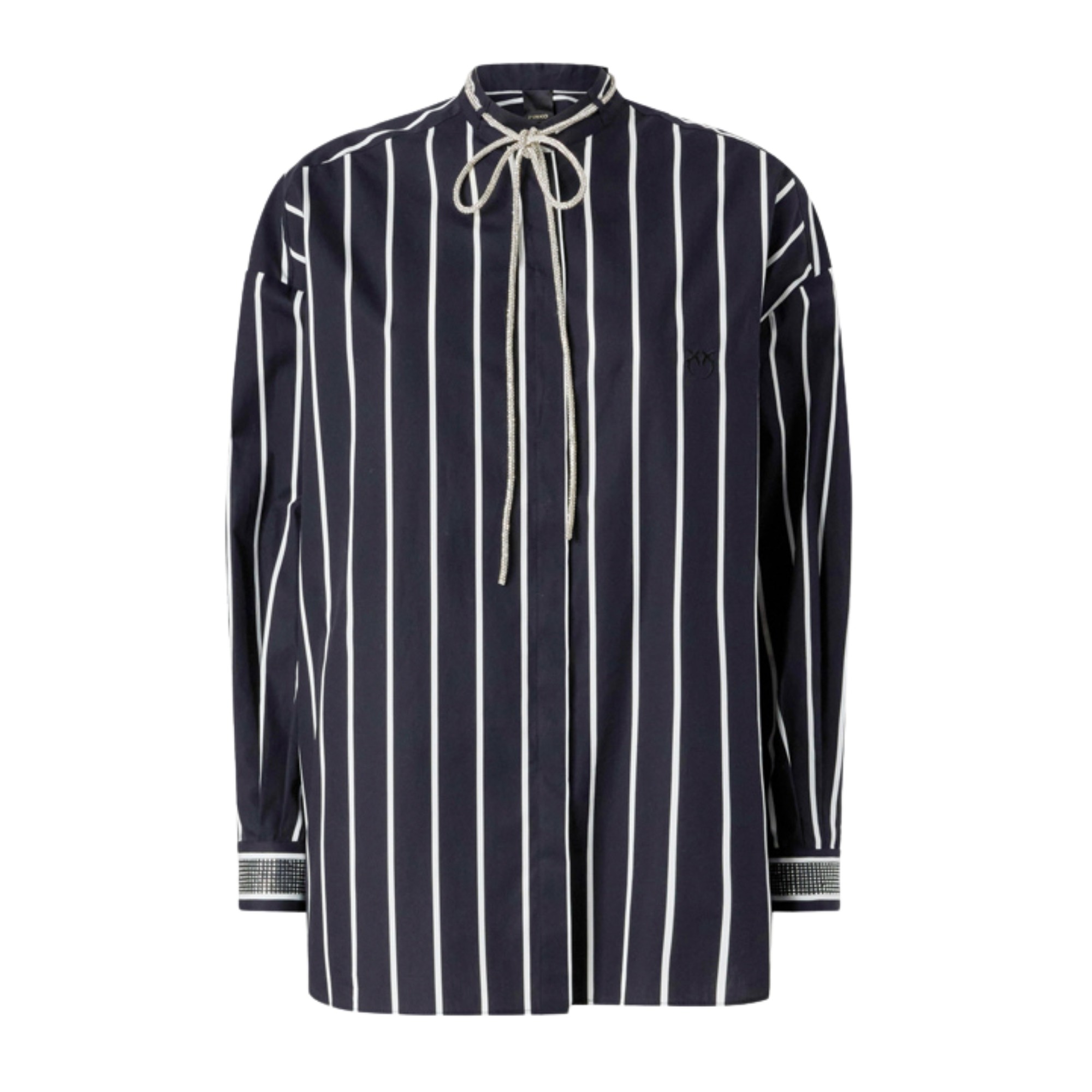 PINKO Marškiniai ilgomis rankovėmis moterims, Marga, Striped shirt with shiny laces 1