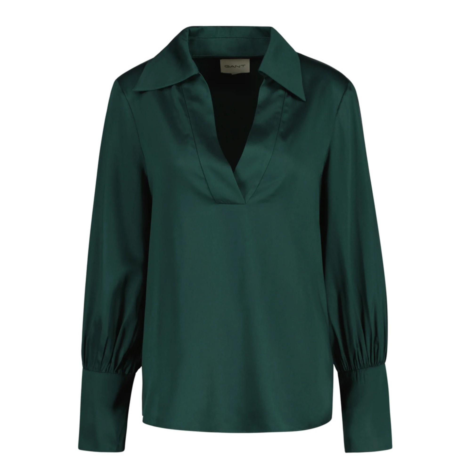 GANT Palaidinės moterims, Žalia, reg pop over high cuff blouse 1
