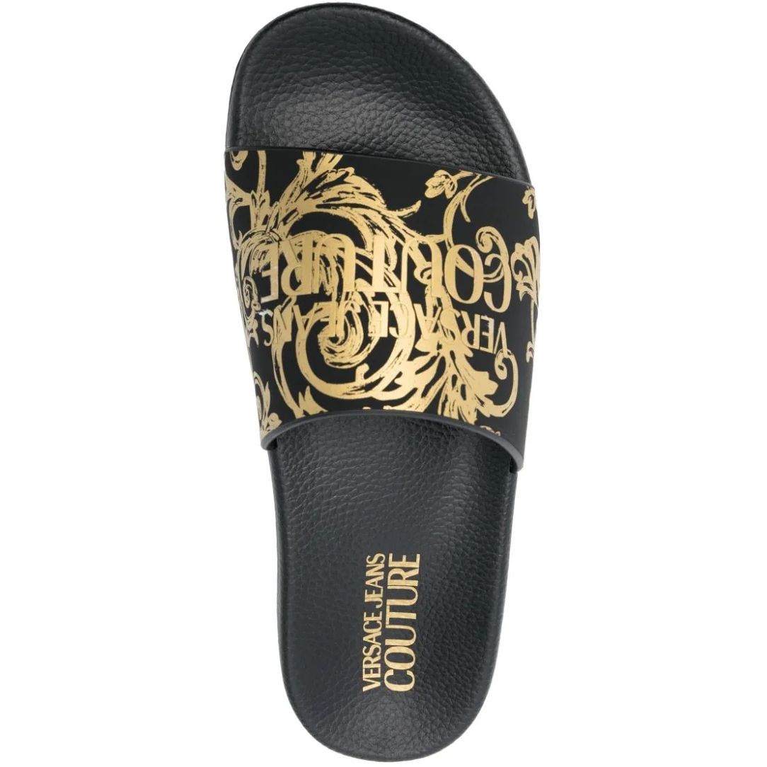 VERSACE JEANS CUTURE Šlepetės moterims, BLACK/GOLD, Fondo shelly slippers 4