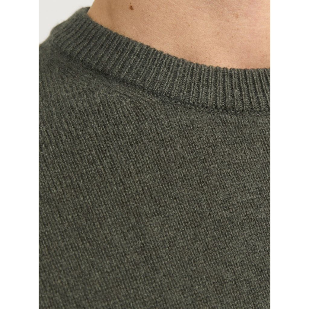 JACK & JONES Megztinis vyrams, Chaki, Lambs wool knit crew neck 6