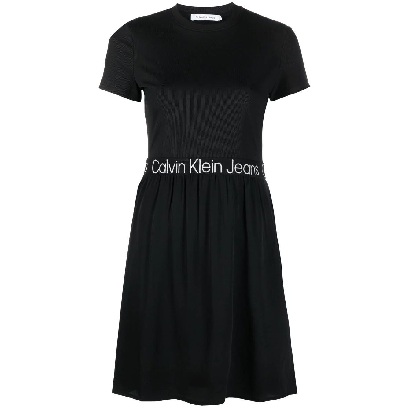 CALVIN KLEIN JEANS Midi suknelė moterims, Juoda, Logo elastic dress 1