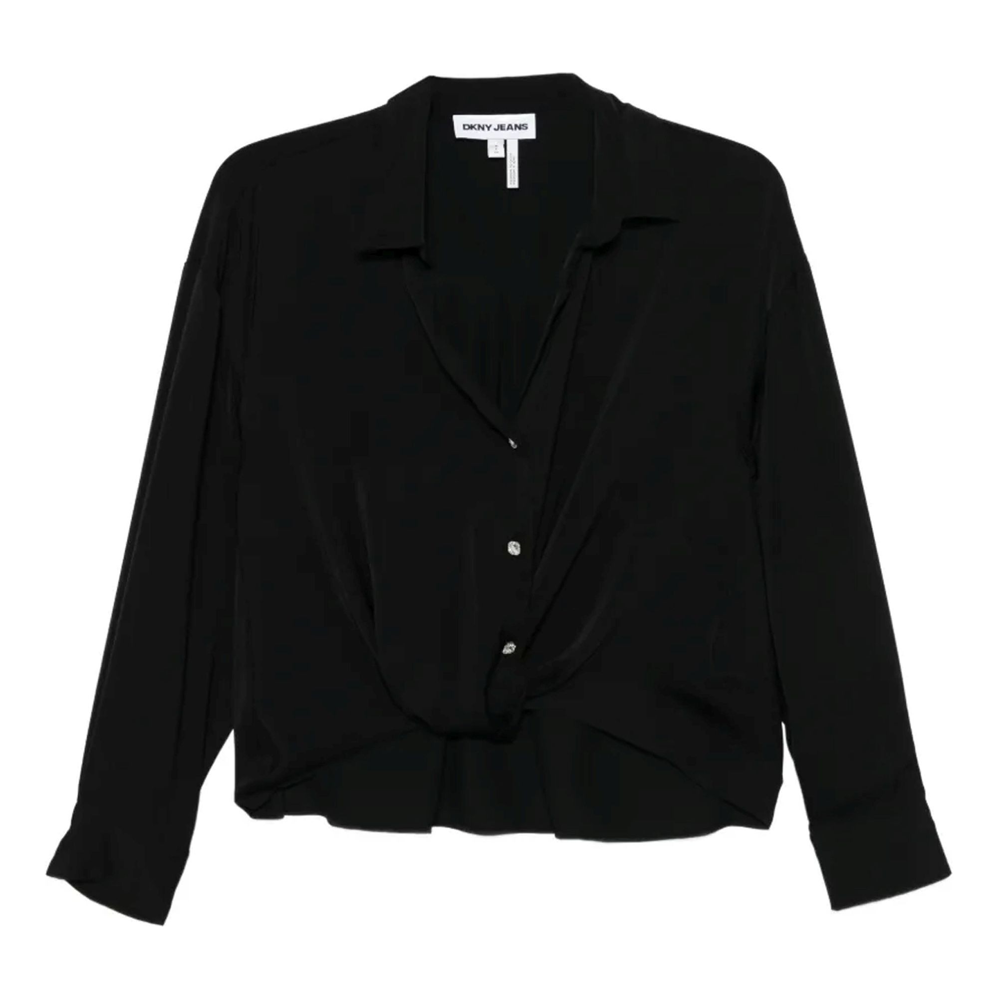 DKNY Marškiniai trump. rankovėmis moterims, Juoda, Long sleeve button front 1