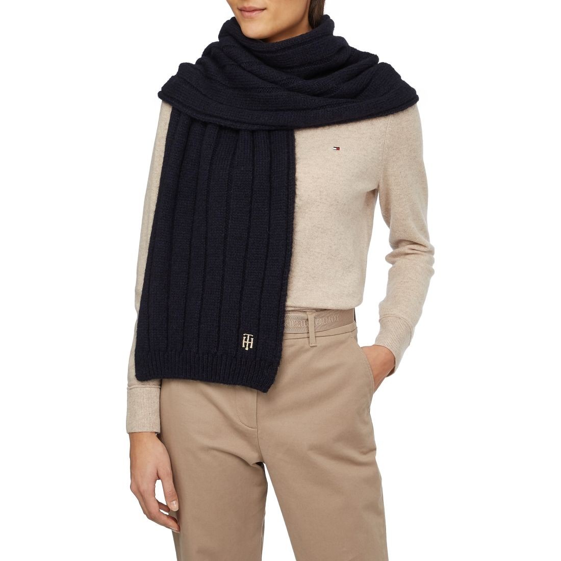 TOMMY HILFIGER Šalikas moterims, Mėlyna, TIMELESS SCARF 3