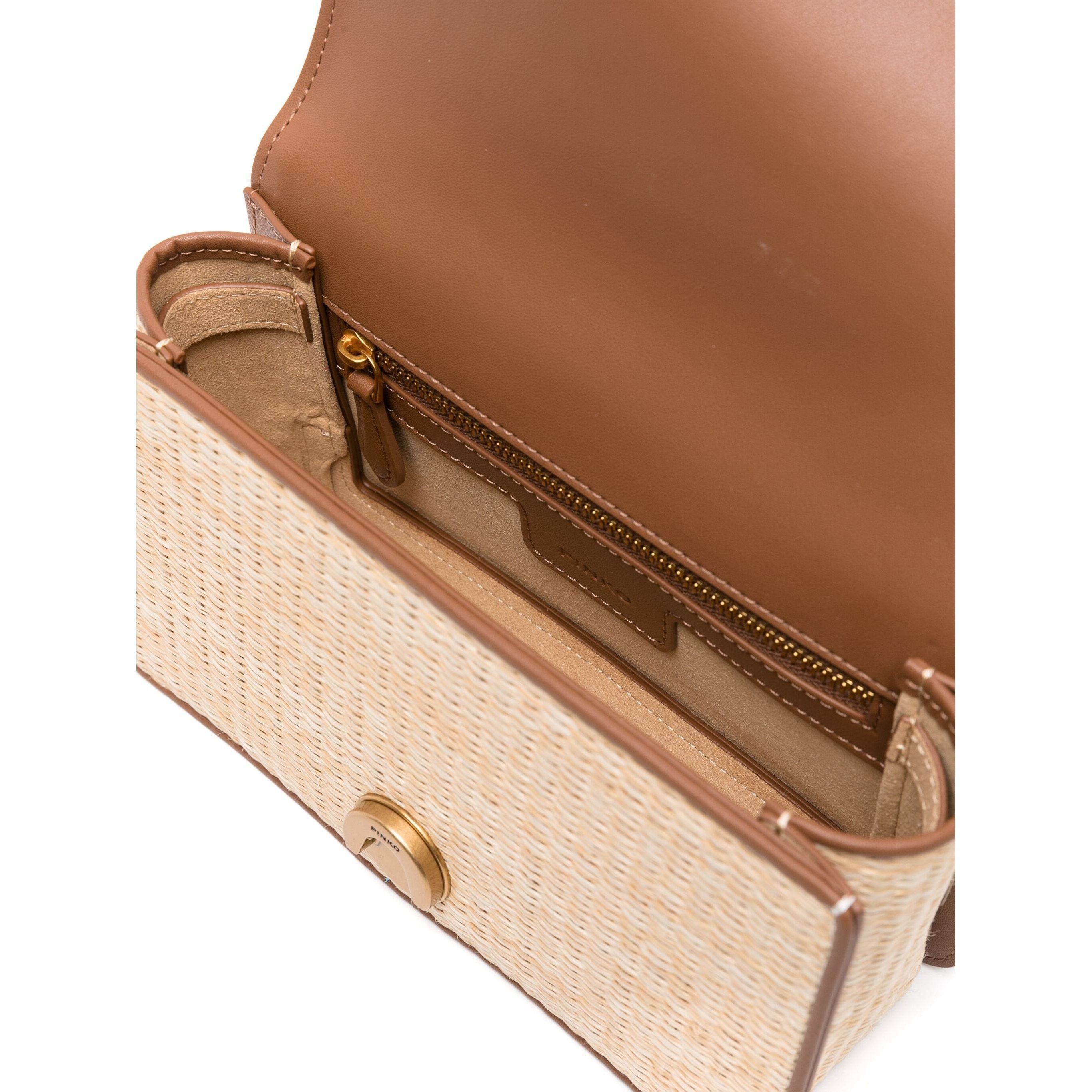 PINKO Rankinė per petį moterims, Marga, Mini raffia shoulder bag 4