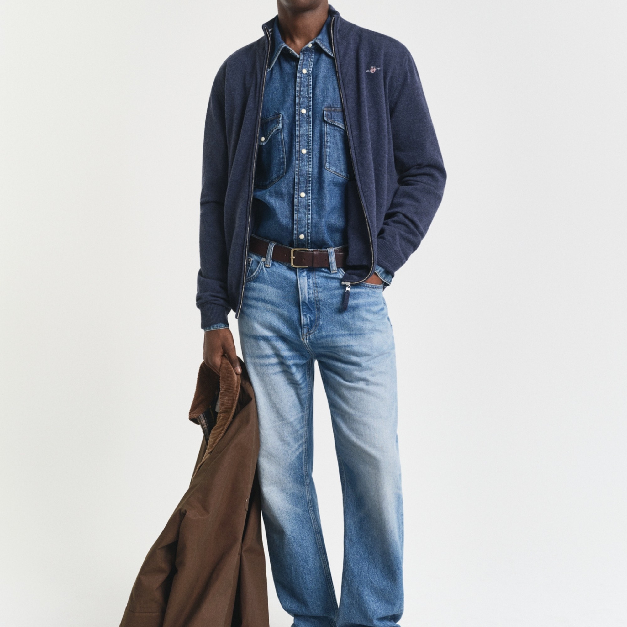 GANT Kardiganas vyrams, Mėlyna, superfine lambswool zip 5