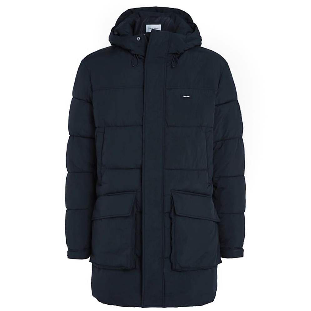 CALVIN KLEIN Pūkinė striukė vyrams, Juoda, Crinkle nylon longlength quilt 1