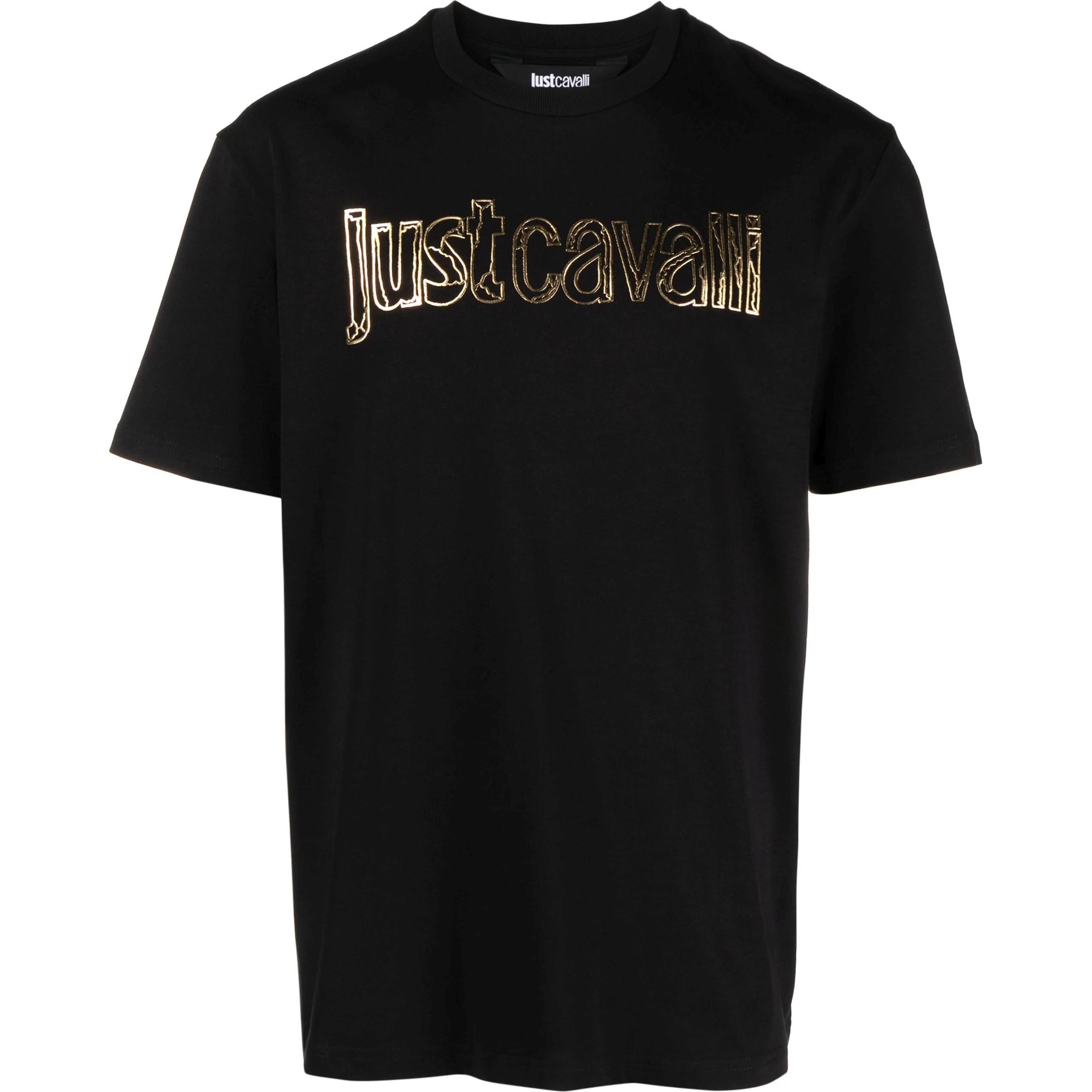 JUST CAVALI Marškinėliai trump. rankovėmis vyrams, Juoda, Logo-print t-shirt