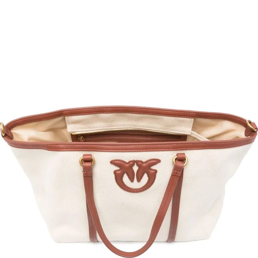 PINKO Pirkinių krepšys moterims, Smėlio, Miranda classic tote bag 4
