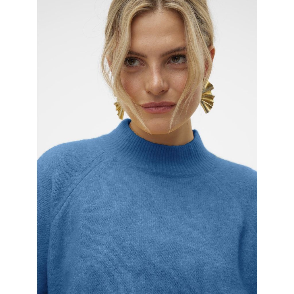 VERO MODA Megztinis su kaklu moterims, Mėlyna, Leaf high neck pullover 3