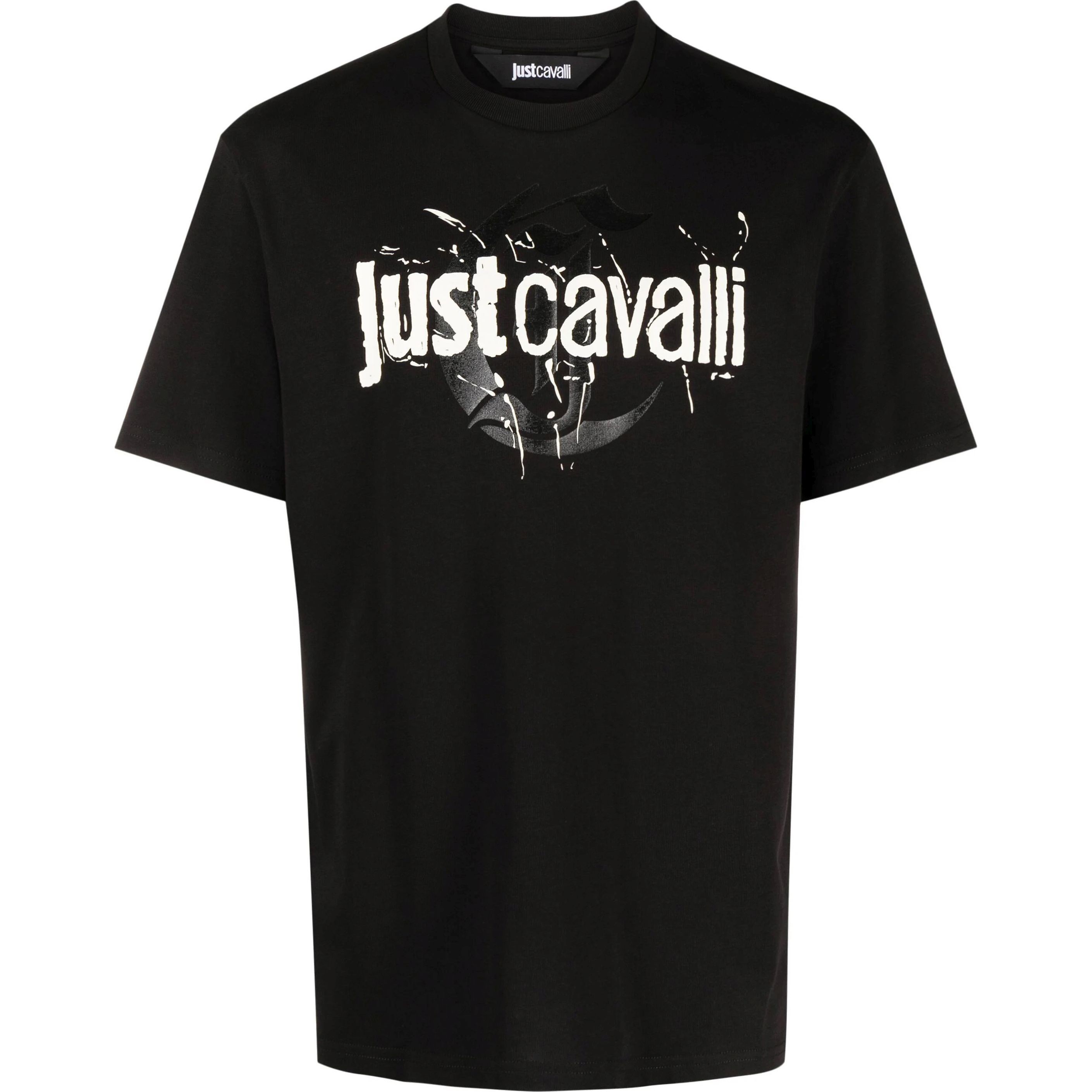 JUST CAVALI Marškinėliai trump. rankovėmis vyrams, Juoda, Logo-print t-shirt